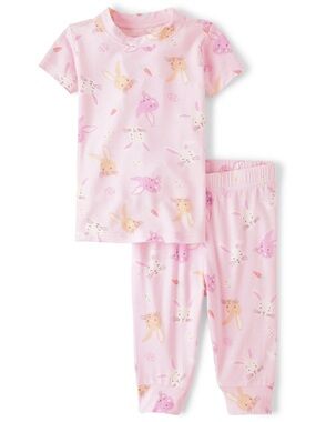 10/$15 PJ Place Pink Bunny Print Two-Piece Pajama Set